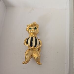 Gold and Black Striped Cat GERRY Brooch